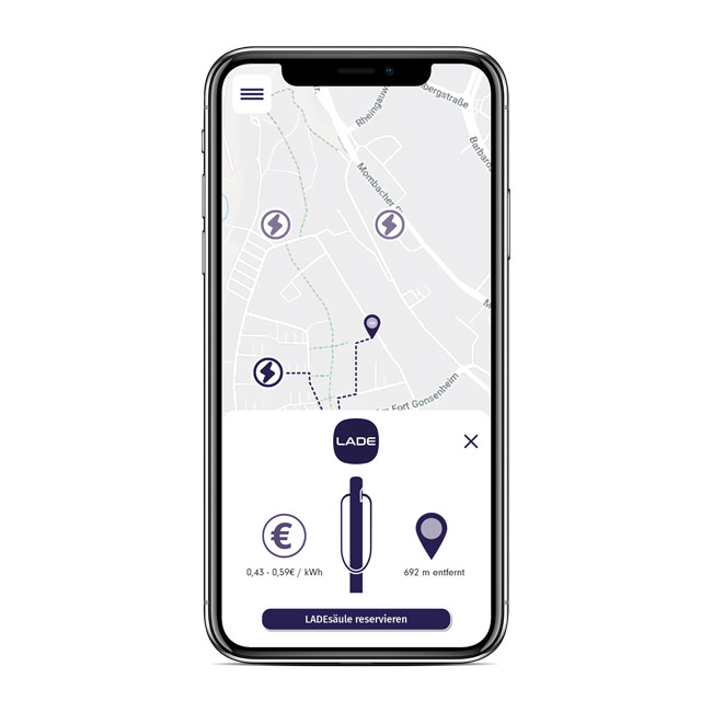 View cell phone display with LADEapp